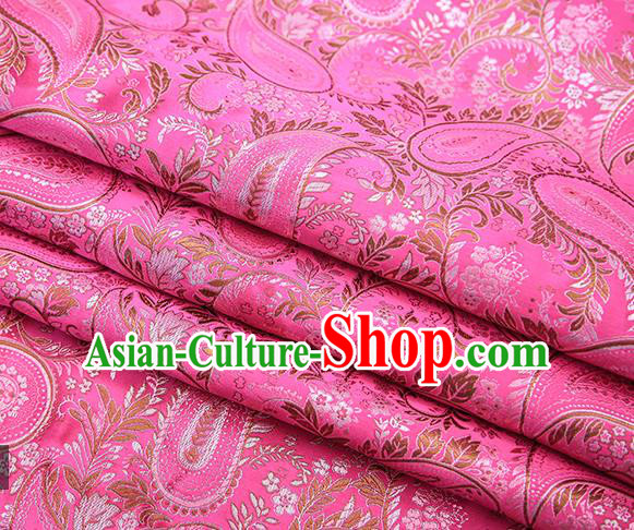 Traditional Chinese Tang Suit Pink Brocade Fabric Classical Loquat Flowers Pattern Design Material Satin Drapery