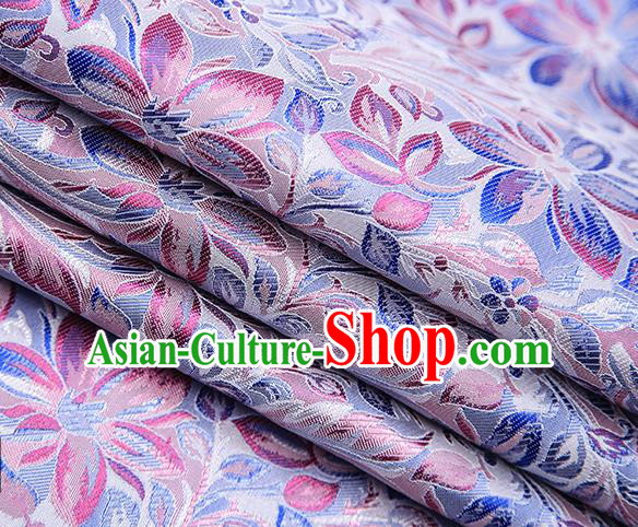 Traditional Chinese Tang Suit Lilac Brocade Fabric Classical Petunia Pattern Design Satin Material Drapery