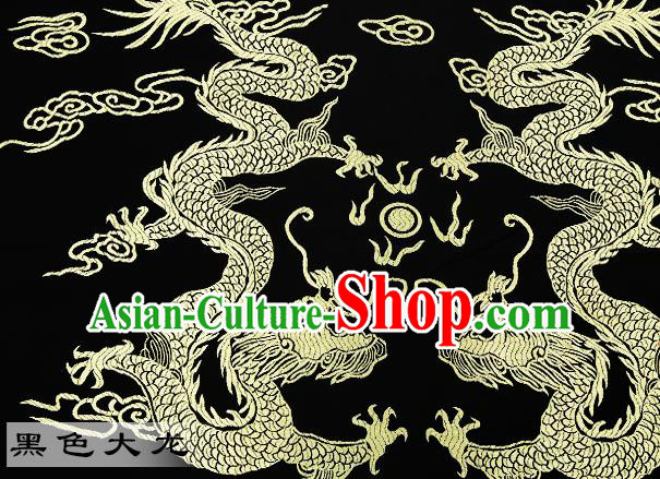 Chinese Traditional Satin Classical Dragons Pattern Design Black Brocade Fabric Tang Suit Material Drapery