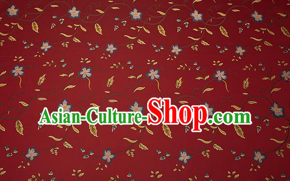 Top Grade Classical Cirrus Flowers Pattern Purplish Red Brocade Chinese Traditional Garment Fabric Cushion Satin Material Drapery