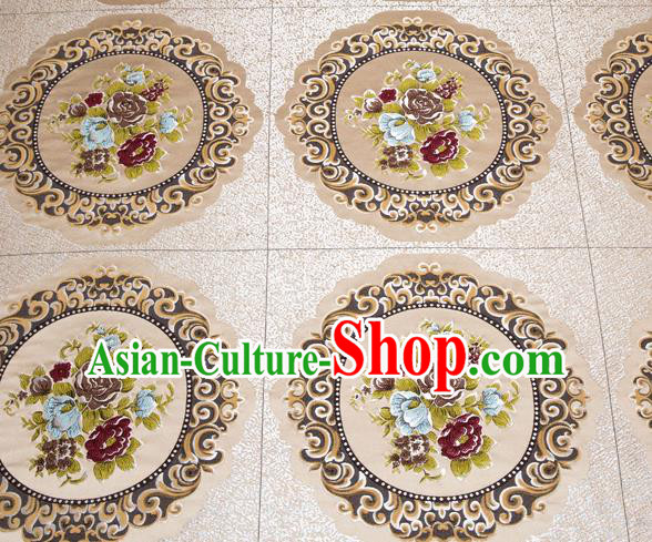Top Grade Classical Flowers Pattern Khaki Brocade Chinese Traditional Garment Fabric Cushion Satin Material Drapery