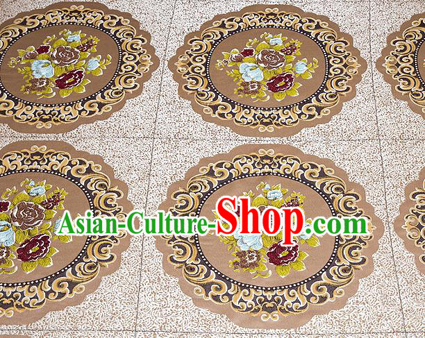 Top Grade Classical Flowers Pattern Brown Brocade Chinese Traditional Garment Fabric Cushion Satin Material Drapery