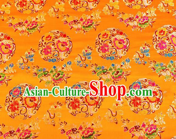 Top Grade Classical Pattern Yellow Nanjing Brocade Chinese Traditional Garment Fabric Tang Suit Satin Material Drapery
