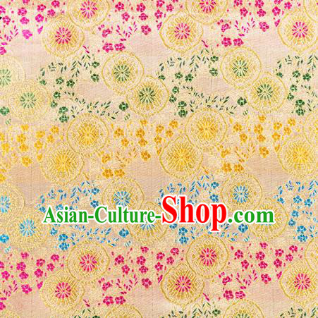 Top Grade Classical Copper Flower Pattern Yellow Nanjing Brocade Chinese Traditional Garment Fabric Tang Suit Satin Material Drapery