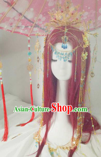 Chinese Ancient Handmade Hair Accessories Traditional Hanfu Phoenix Coronet Hairpins Headwear for Women