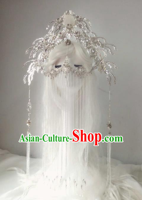 Chinese Ancient Swordswoman Handmade Hair Accessories Princess Phoenix Coronet Hairpins Headwear for Women