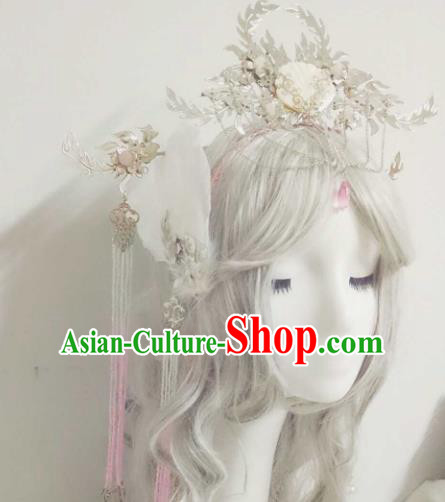 Chinese Handmade Ancient Swordswoman Hair Accessories Princess Phoenix Coronet Hairpins Headwear for Women