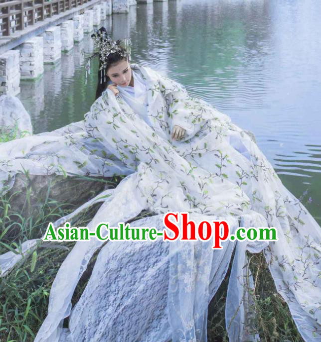 Chinese Ancient Cosplay Peri Princess Costumes Traditional Swordswoman Embroidered Hanfu Dress for Women