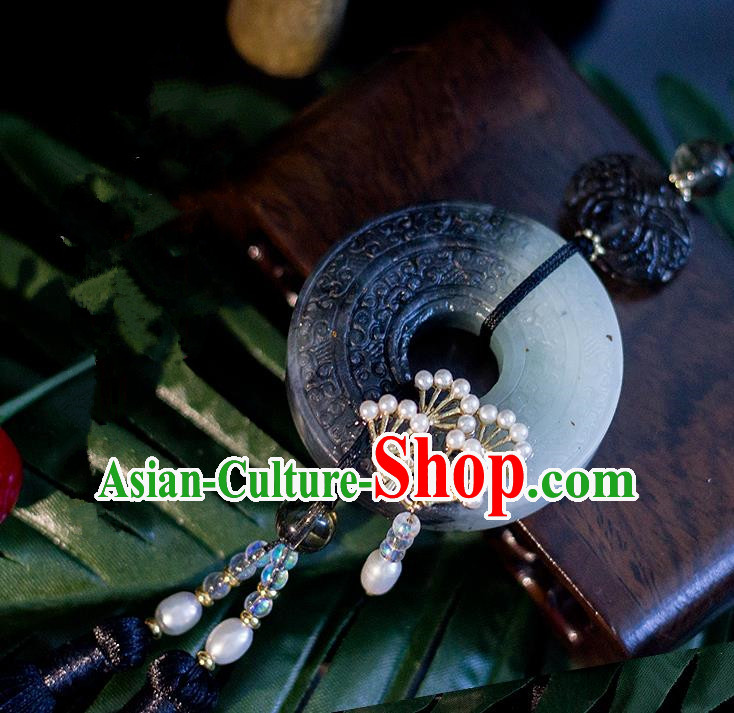 Chinese Traditional Handmade Palace Waist Accessories Tassel Jade Pendant for Men