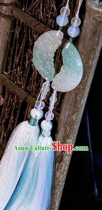 Chinese Traditional Handmade Palace Waist Accessories Carving Moon Jade Pendant for Men