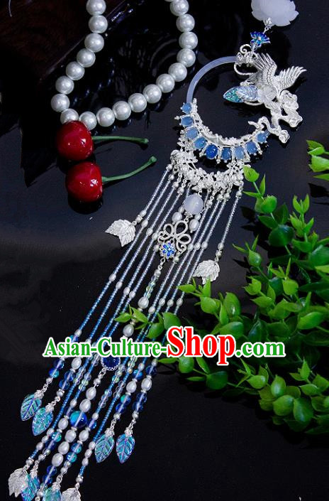 Chinese Traditional Handmade Palace Crane Waist Accessories Tassel Jade Pendant for Men