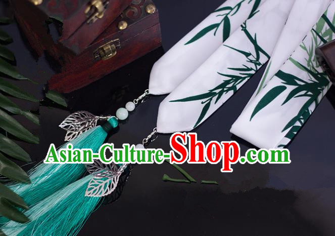 Top Grade Chinese Handmade White Silk Headband Ancient Hanfu Hair Accessories for Women