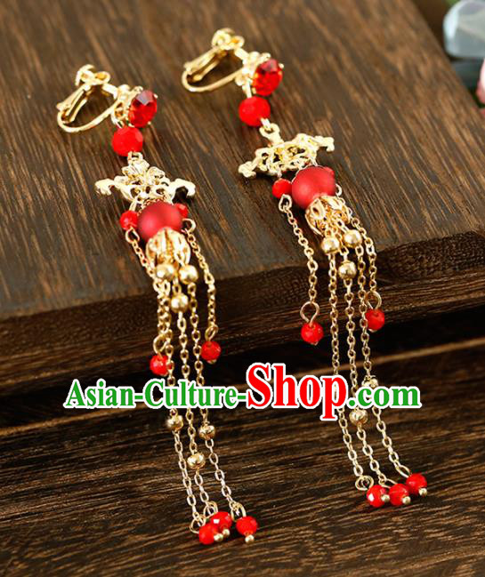 Top Grade Handmade Golden Tassel Earrings Bride Jewelry Accessories for Women