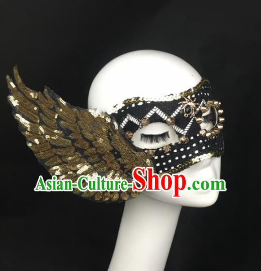 Halloween Exaggerated Accessories Catwalks Golden Wing Masks for Women