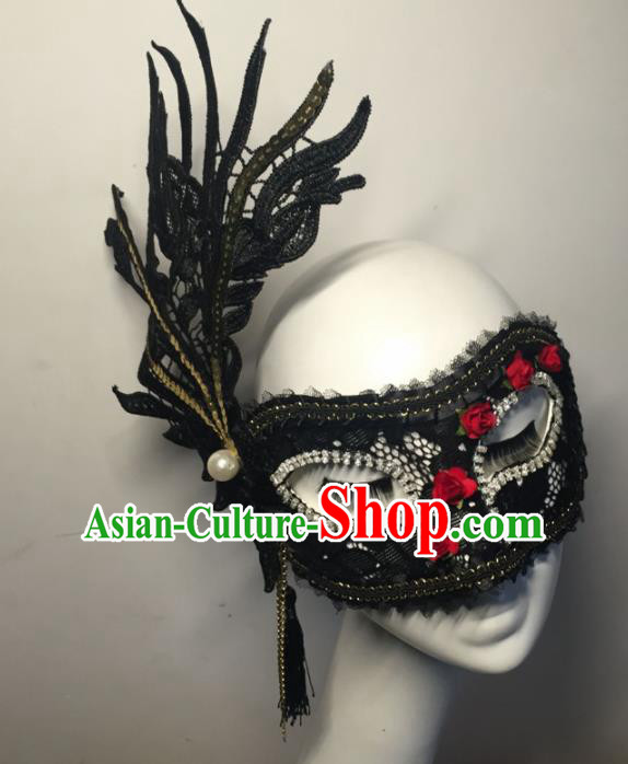 Halloween Exaggerated Accessories Catwalks Black Lace Masks for Women