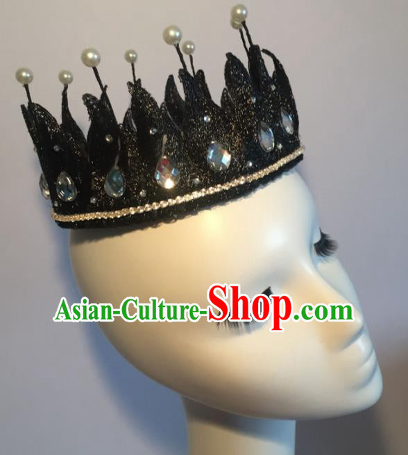 Top Grade Halloween Catwalks Headdress Brazilian Carnival Black Royal Crown for Women