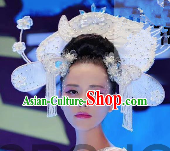 Top Grade Halloween Catwalks Headdress Brazilian Carnival White Hair Accessories for Women