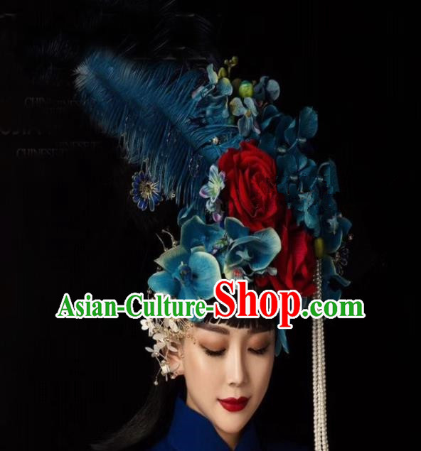 Top Grade Halloween Hair Accessories Catwalks Baroque Queen Flowers Headdress for Women