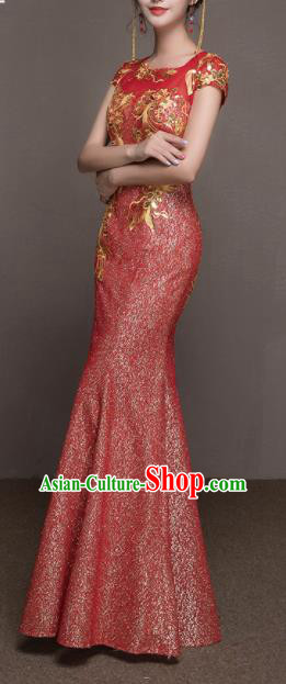 Top Grade Customized Wedding Dress Bride Red Full Dress for Women