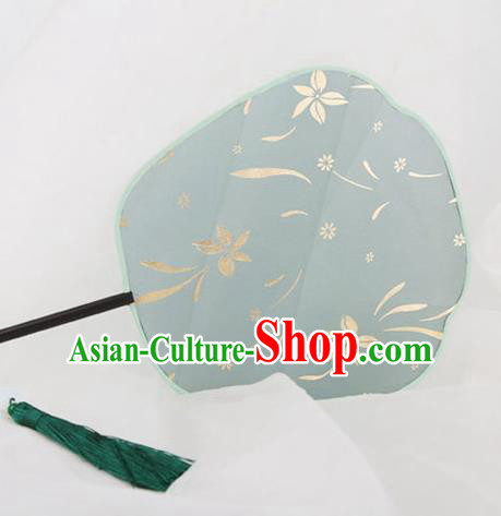 Traditional Chinese Crafts Palace Green Silk Fans Round Fans Ancient Princess Gilding Fan for Women