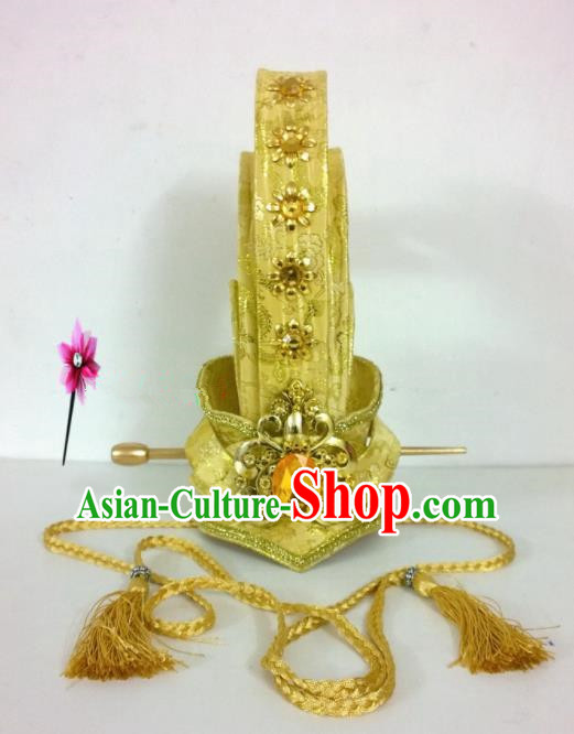 Chinese Traditional Hanfu Headdress Ancient Prince Golden Hairdo Crown for Men
