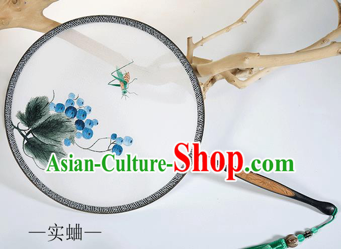 Traditional Chinese Crafts Palace Fans Embroidered Cricket Round Fans Ancient Silk Fan for Women