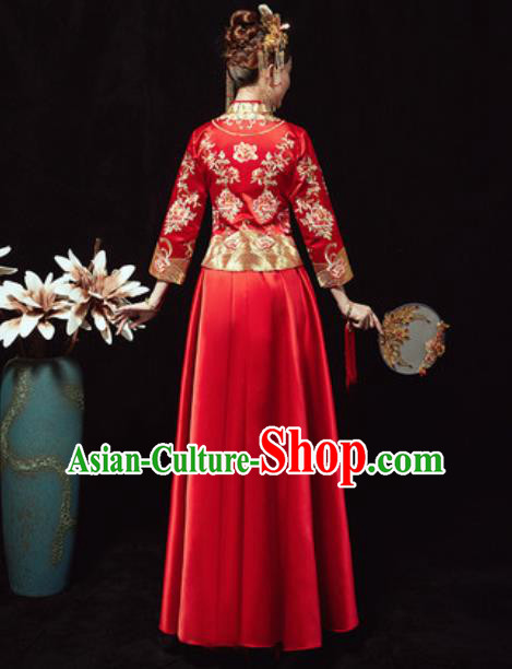 Chinese Traditional Wedding Xiuhe Suits Ancient Bride Embroidered Dress for Women