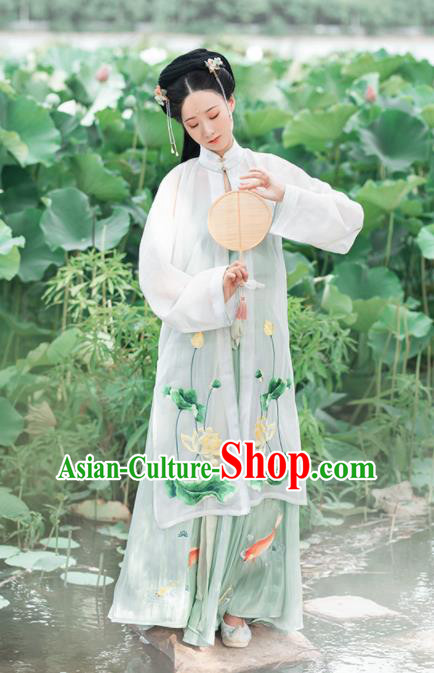 Chinese Ancient Princess Hanfu Dress Traditional Tang Dynasty Palace Lady Embroidered Lotus Costumes for Women