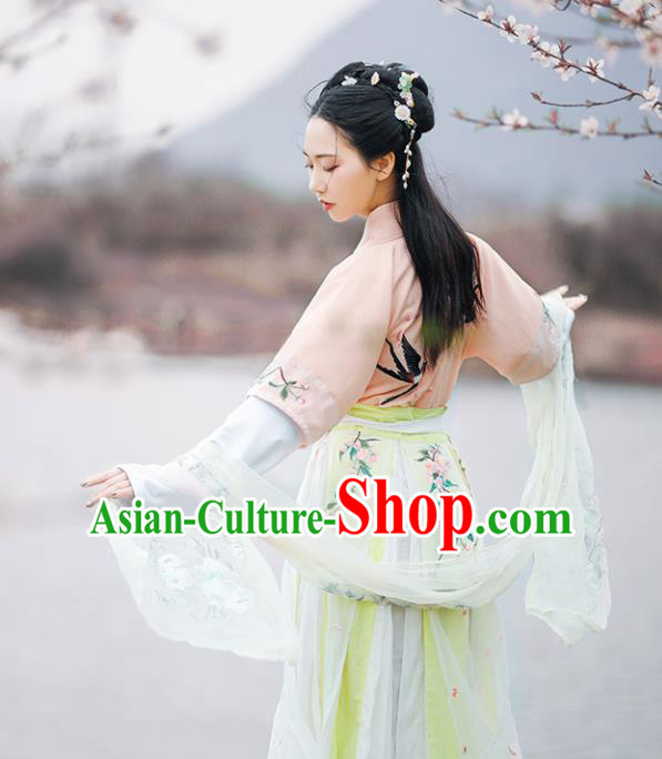 Chinese Ancient Drama Peri Embroidered Costumes Traditional Tang Dynasty Princess Hanfu Dresses for Women