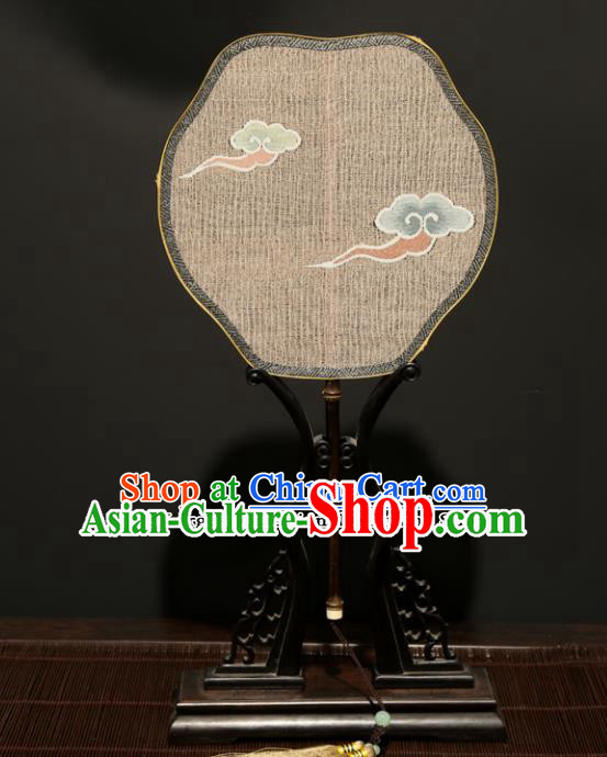 Chinese Ancient Princess Palace Fan Traditional Hanfu Weaving Clouds Silk Fans for Women