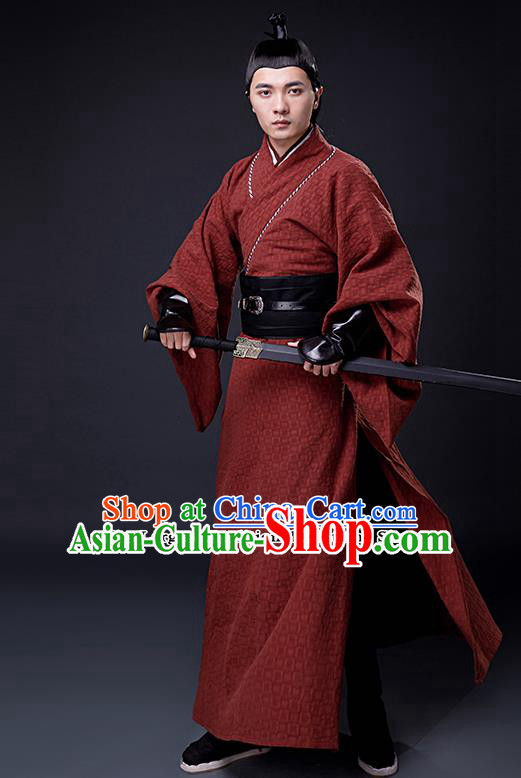 Chinese Ancient Han Dynasty Drama Swordsman Knight Costumes for Men