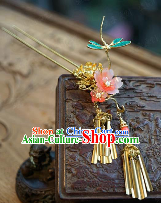 Chinese Ancient Wedding Queen Hair Jewelry Accessories Dragonfly Lotus Hairpins for Women