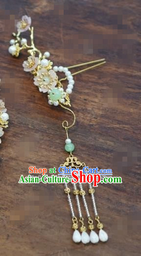 Chinese Ancient Bride Hair Accessories Wedding Tassel Pearls Hairpins for Women
