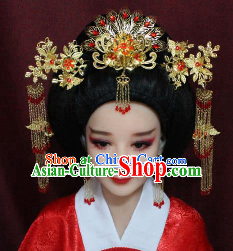 Chinese Ancient Imperial Consort Headdress Tang Dynasty Palace Wedding Hairpins Complete Set for Women