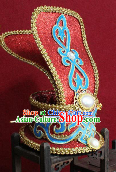 Chinese Traditional Classical Hair Accessories Ancient Royal Highness Red Hairdo Crown for Men