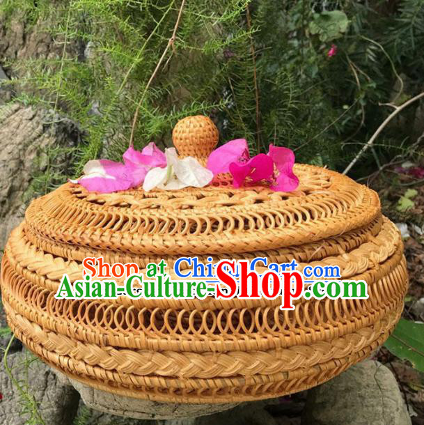 Asian Vietnamese Traditional Craft Rattan Basket Artware Straw Plaited Paper Box