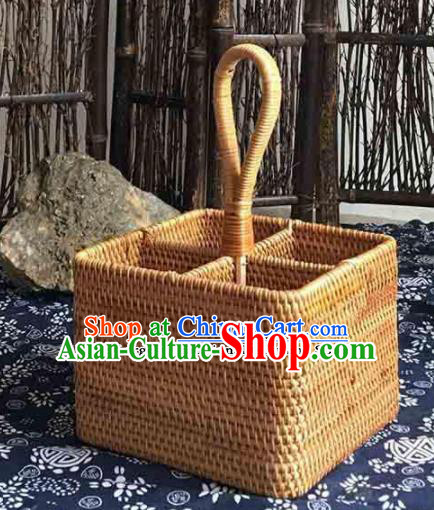 Asian Vietnamese Traditional Craft Rattan Cabas Straw Plaited Storage Box