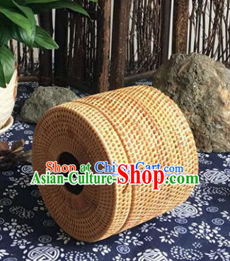 Asian Vietnamese Traditional Craft Rattan Basket Straw Plaited Paper Suction Box