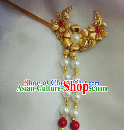 Chinese Traditional Classical Hair Accessories Ancient Princess Golden Tassel Hairpins for Women