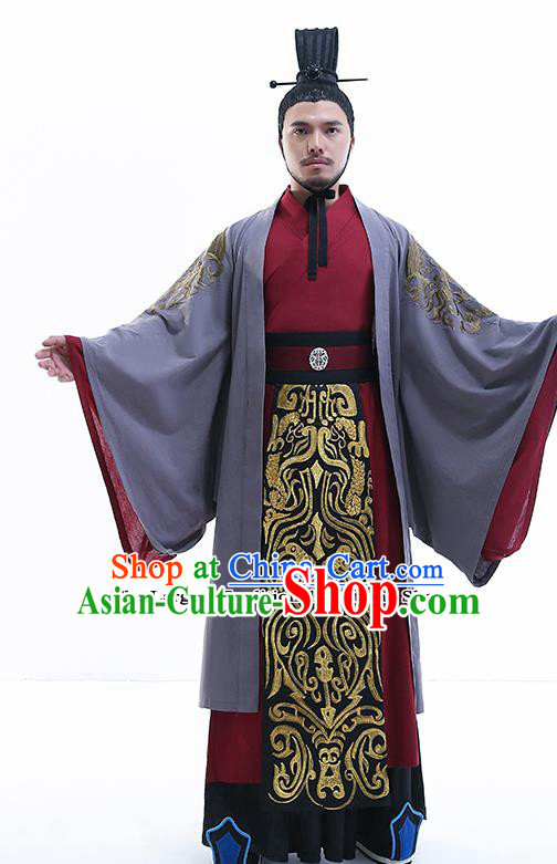 Chinese Ancient Drama Prime Minister Costume Traditional Qin Dynasty Chancellor Costumes for Men