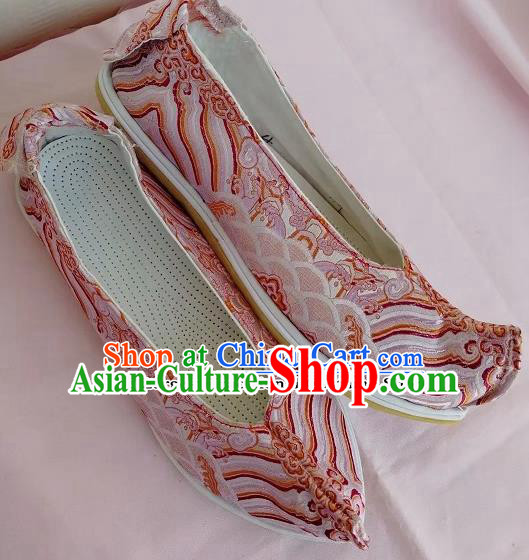 Chinese Traditional Hanfu Shoes Embroidered Shoes Handmade Pink Cloth Shoes for Women