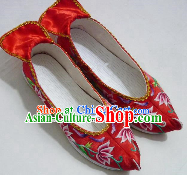 Chinese Traditional Hanfu Wedding Shoes Ancient Princess Red Embroidered Shoes Handmade Shoes for Women
