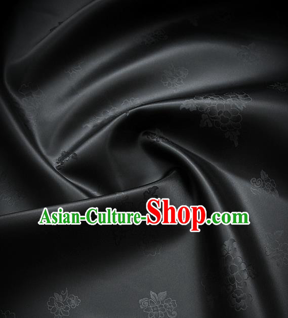 Traditional Asian Cloth Drapery Brocade Korean Hanbok Palace Black Satin Silk Fabric