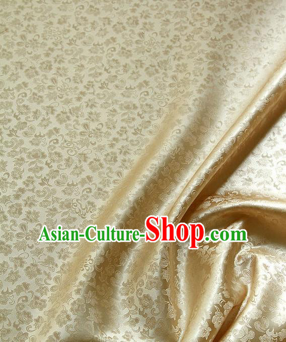 Traditional Asian Classical Pattern Cloth Drapery Golden Brocade Korean Hanbok Palace Satin Silk Fabric