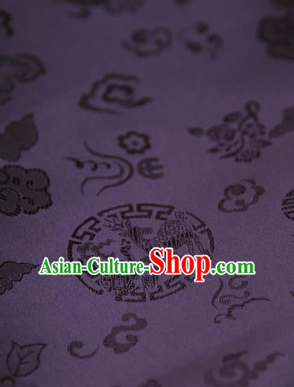 Traditional Asian Classical Pattern Cloth Drapery Purple Brocade Korean Hanbok Palace Satin Silk Fabric