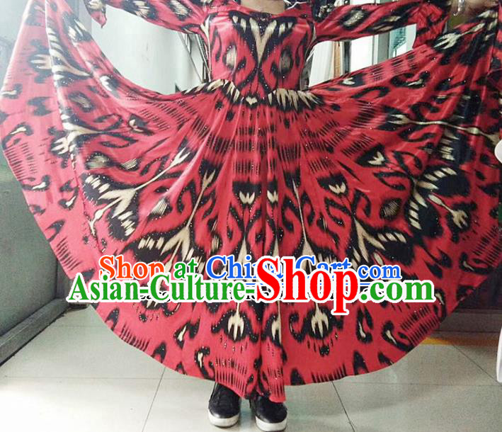 Chinese Ethnic Costumes Folk Dance Red Dress Traditional National Uyghur Nationality Clothing for Women