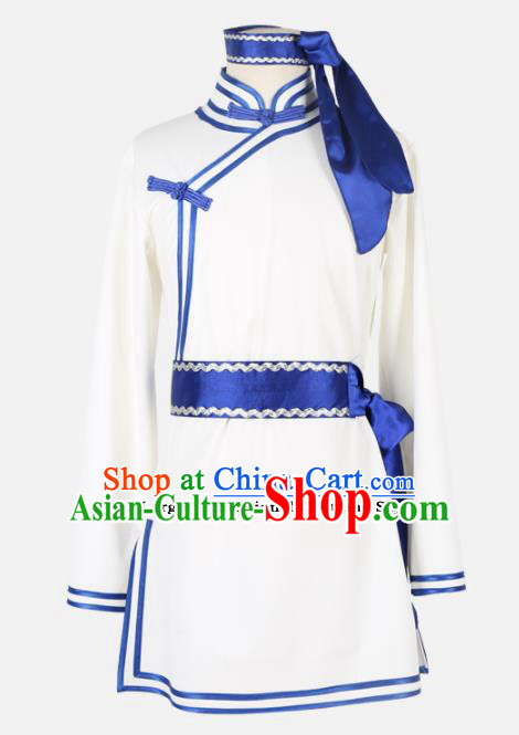 Chinese Traditional Folk Dance Clothing Classical Dance White Costume for Men