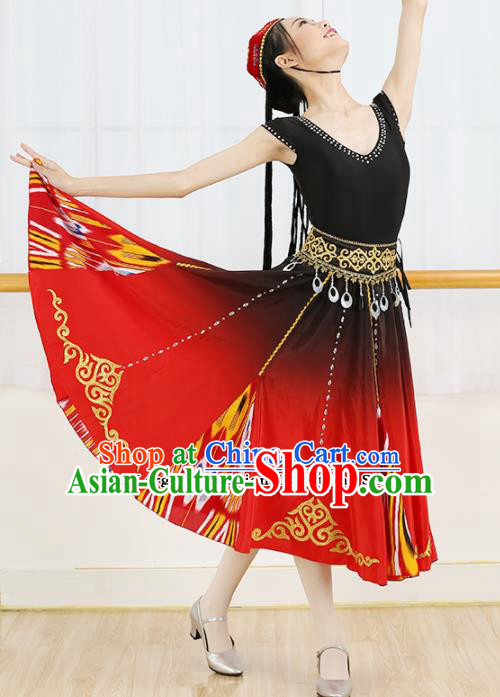 Chinese Ethnic Minority Dress Traditional Uyghur Nationality Folk Dance Costume for Women