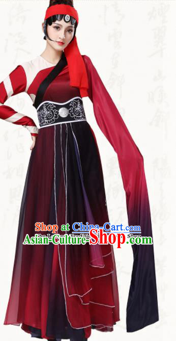 Chinese Traditional Group Dance Red Dress Classical Dance Umbrella Dance Costumes for Women