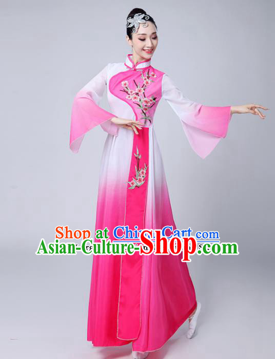Chinese Traditional Folk Dance Pink Dress Classical Dance Umbrella Dance Costumes for Women